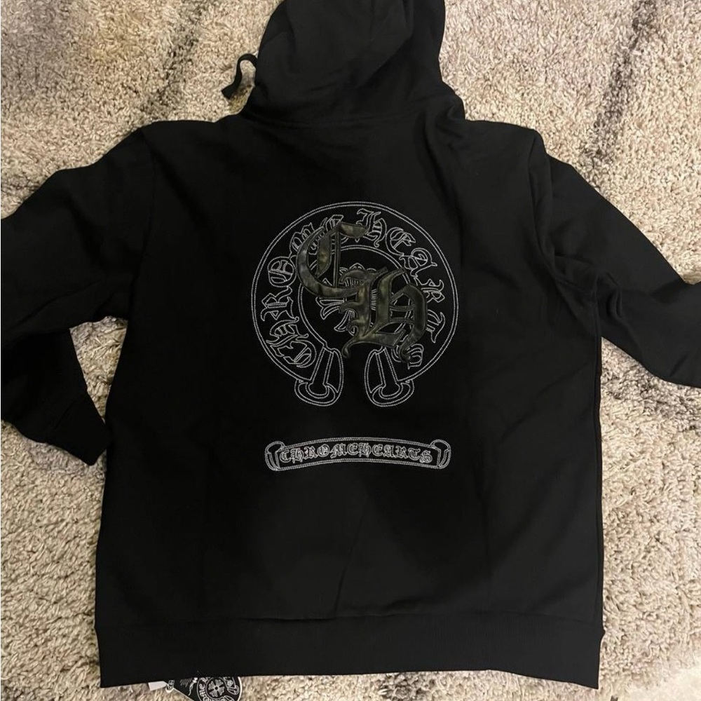 Chrome Hearts Black Hoodie with Silver Logo